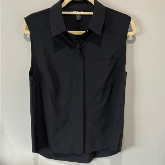 Athleta Black Sleeveless Button Down Shirt - Picture 1 of 4